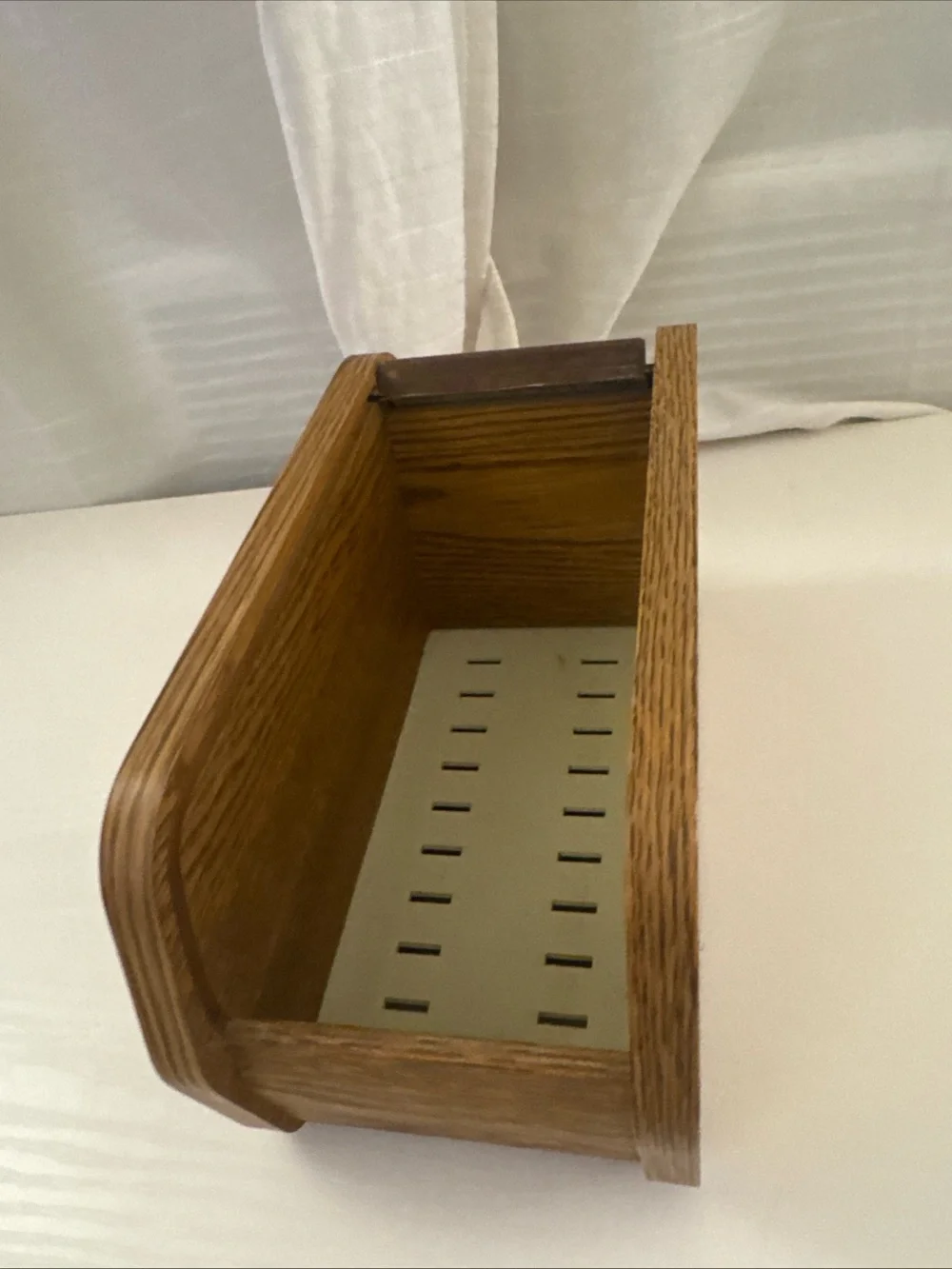 Vintage 90s Wooden Roll-Top Box in Natural Oak